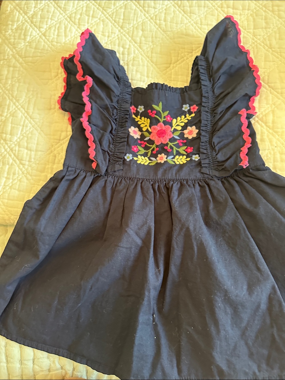 GAP Navy Dress with Bright Floral Embroidery